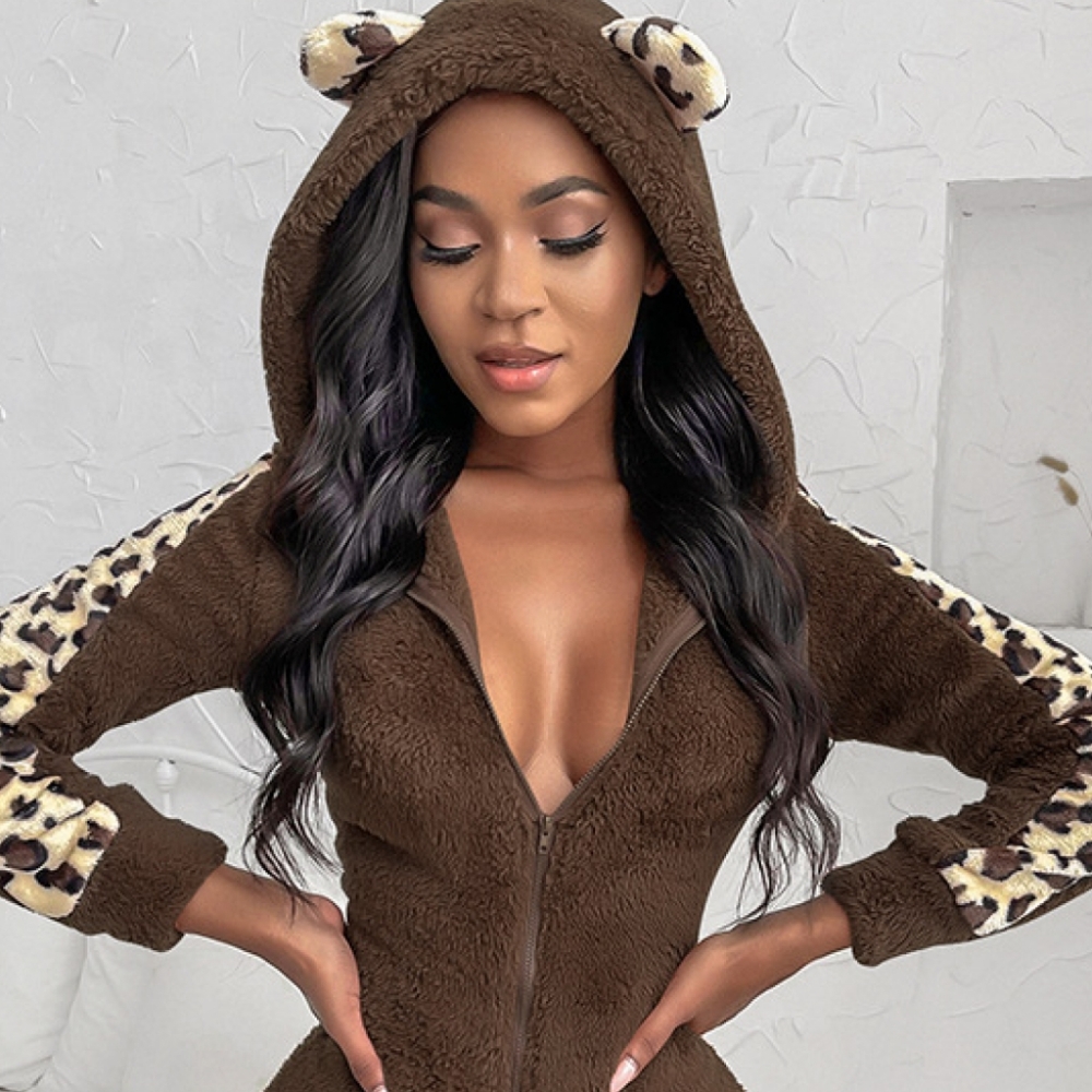 🆕️ Leopard Ear Hooded Teddy Romper